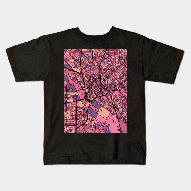 Dallas Map Pattern in Purple & Pink Kids T-Shirt by PatternMaps